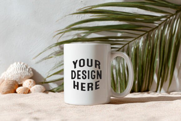 Beach Coffee Free Mug Mockup Graphics