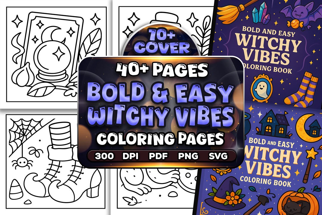 Bold Easy Witchy Vibes Coloring Pages