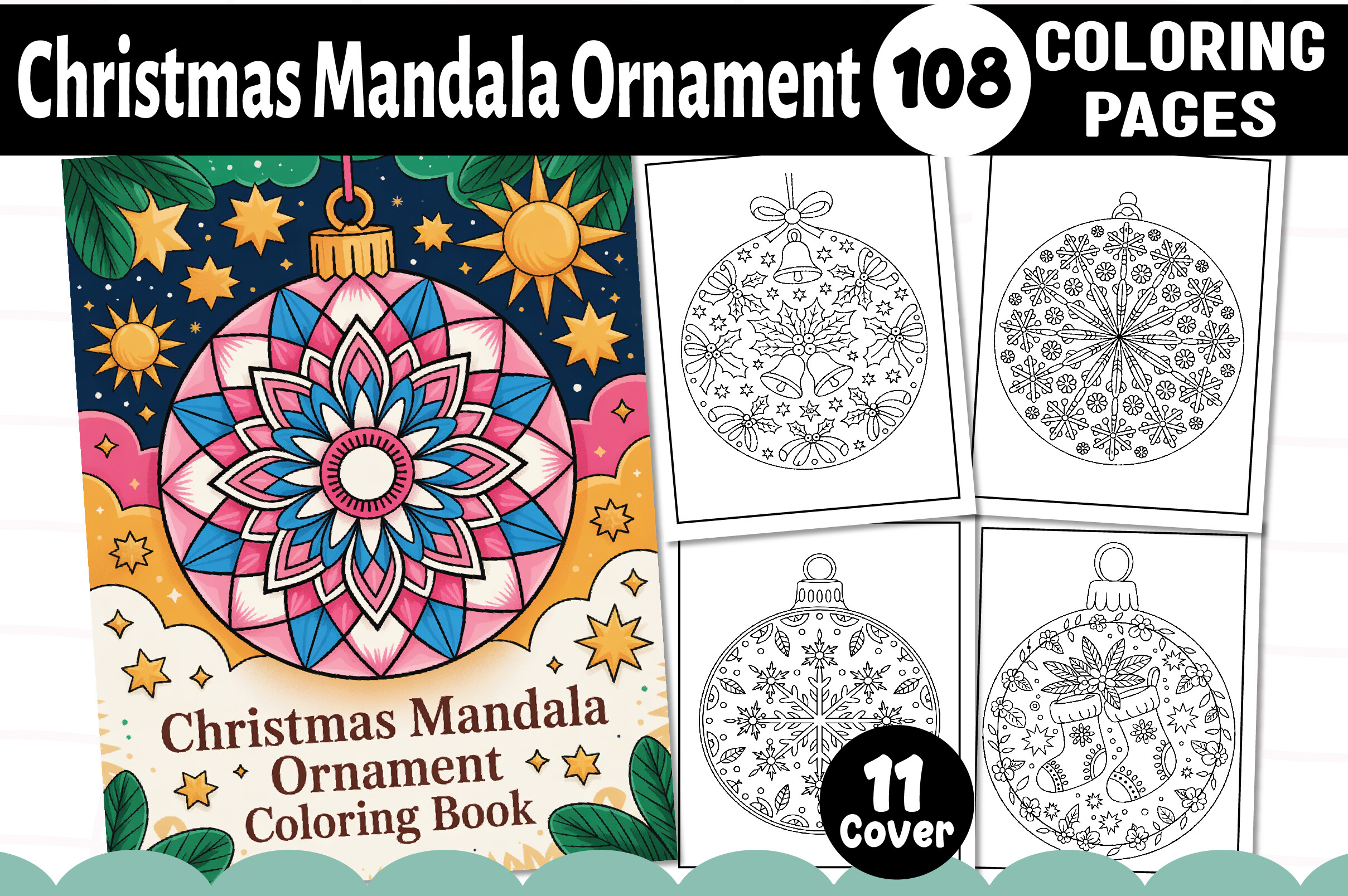 Christmas Mandala Ornament Coloring Book
