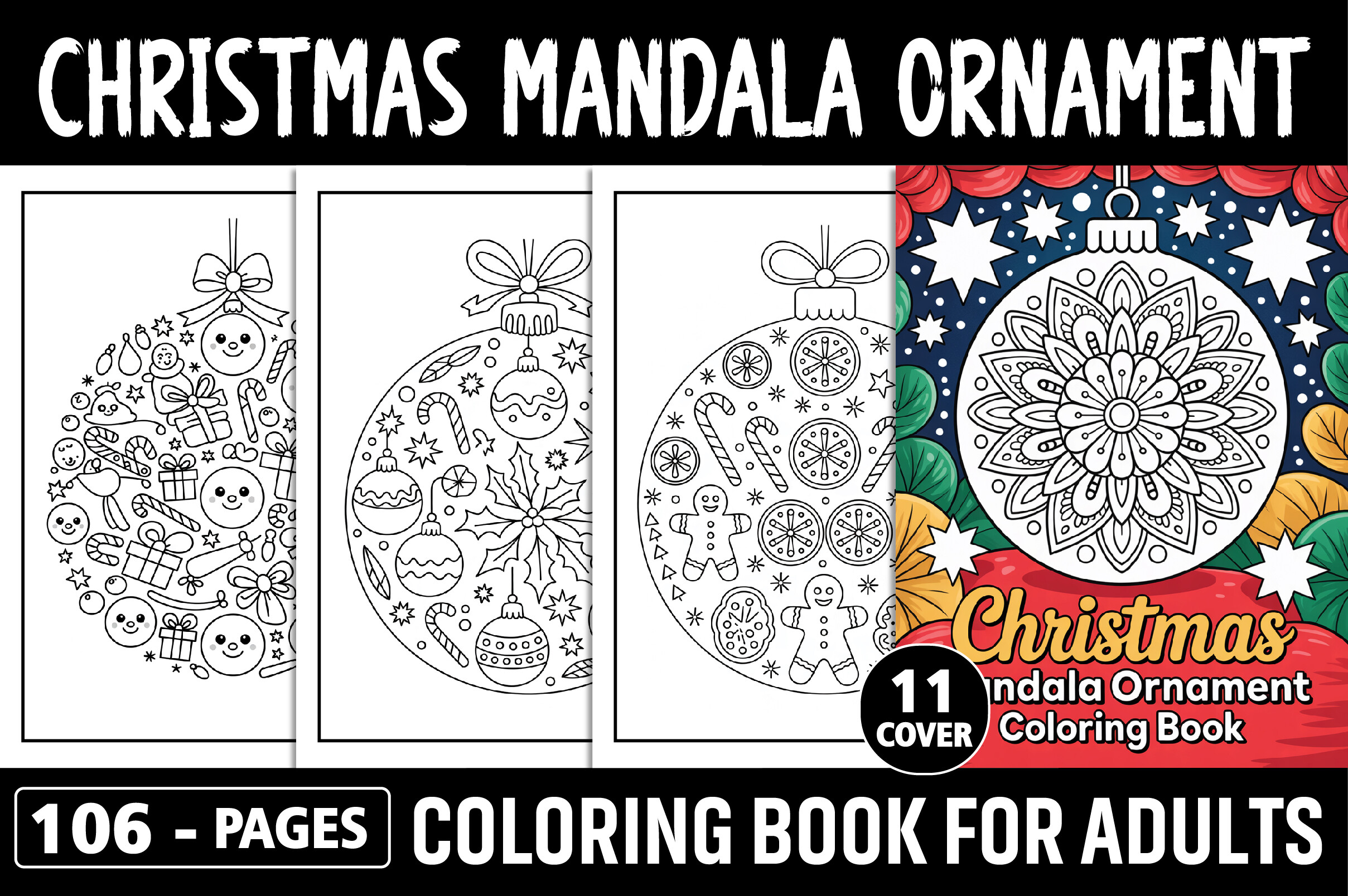 Christmas Mandala Ornament Coloring Book