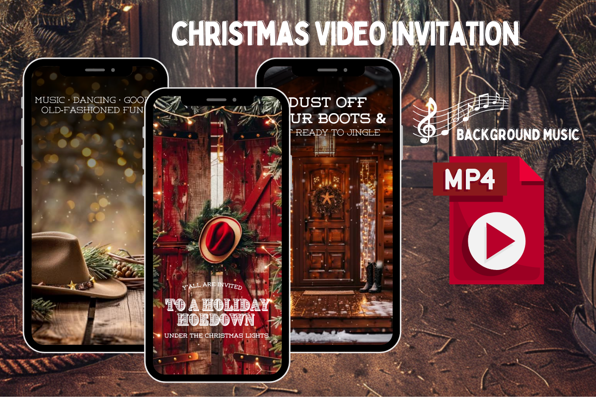 Cowboy Christmas Party Video Invitation
