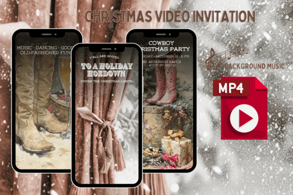 Cowboy Christmas Party Video Invitation