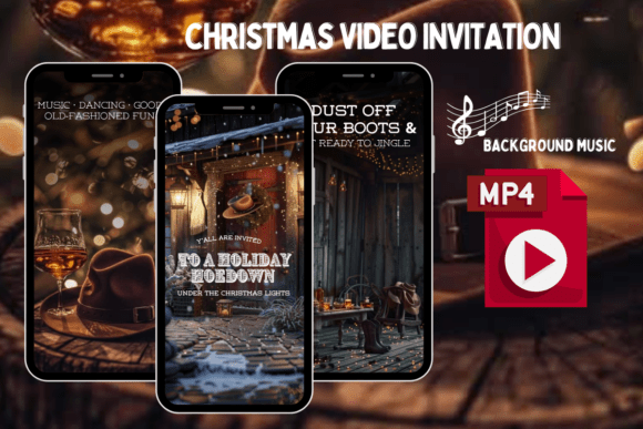 Cowboy Christmas Party Video Invitation
