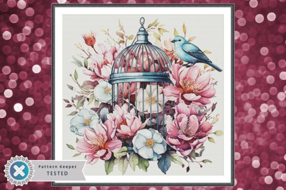 Floral Bird Cross Stitch Pattern PDF
