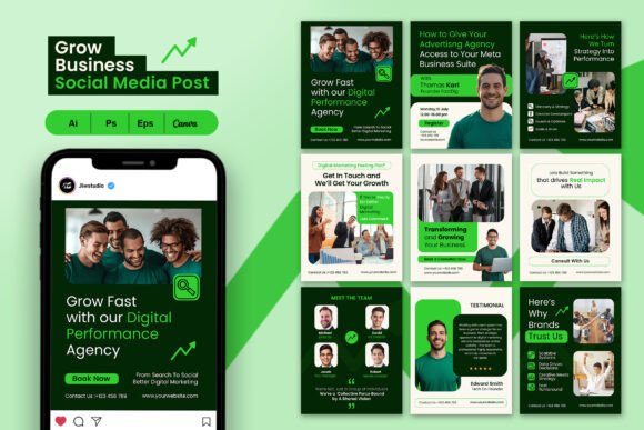 Green Grow Business Instagram Feed Graphics