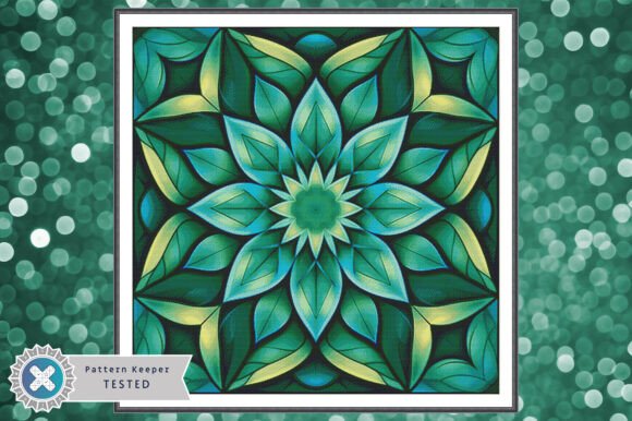 Green Mandala Cross Stitch Pattern PDF