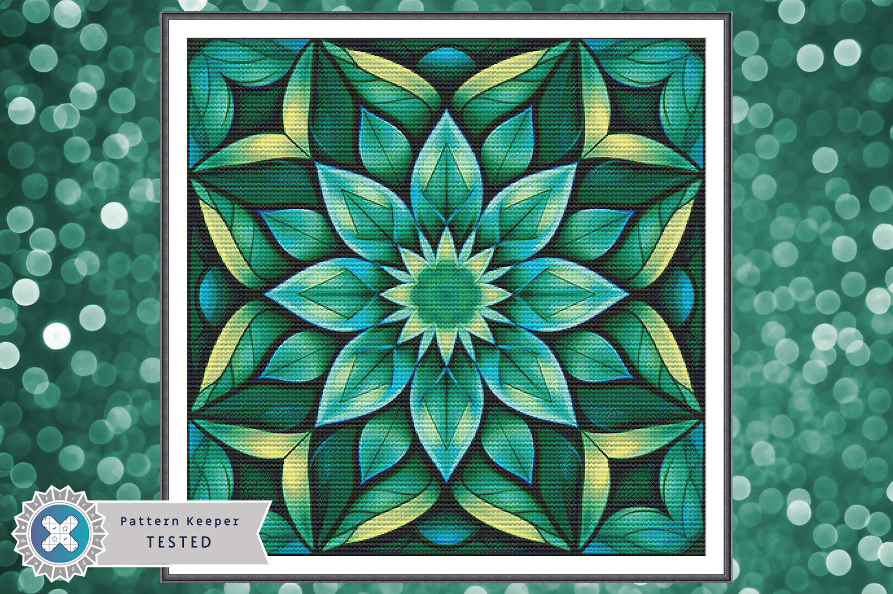 Green Mandala Cross Stitch Pattern PDF