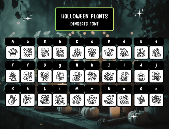 Halloween Plants Font PNG with transparent background - Preview 1
