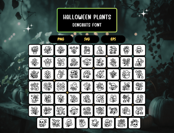 Halloween Plants Font PNG with transparent background - Preview 4