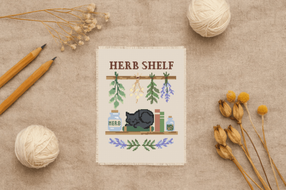 Herb Shelf Cross Stitch Pattern
