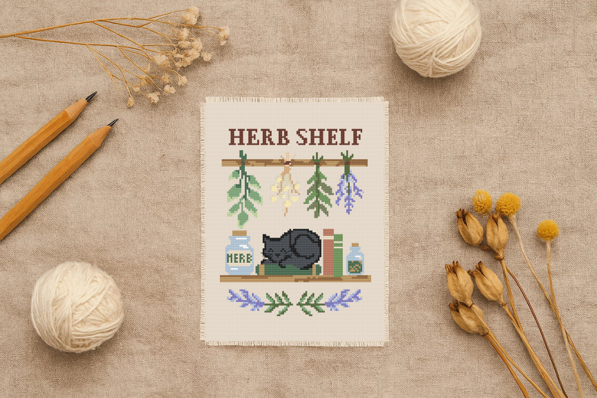 Herb Shelf Cross Stitch Pattern