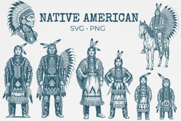 Native American Figures SVG Graphic by AmanaStudio · Creative Fabrica