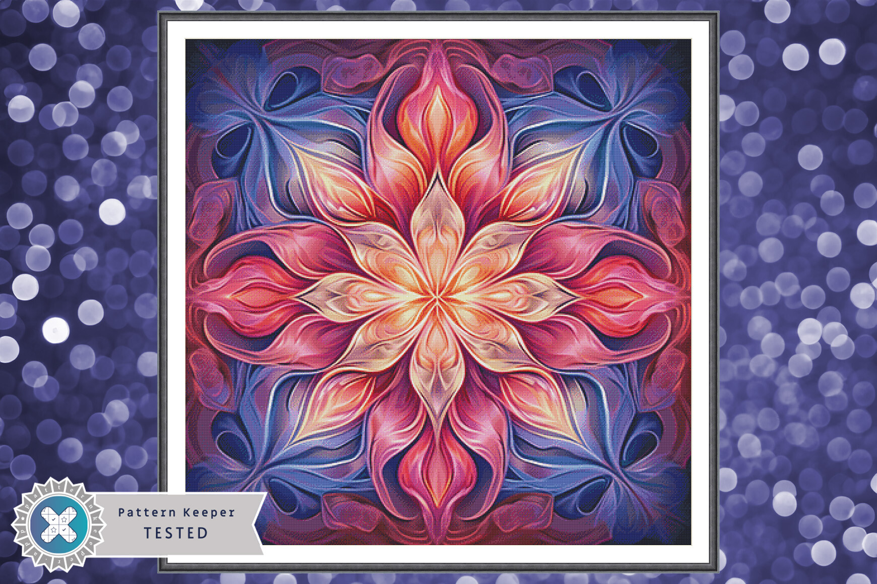 Pink Mandala Cross Stitch Pattern PDF