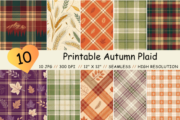 Printable Autumn Plaid Digital Patterns