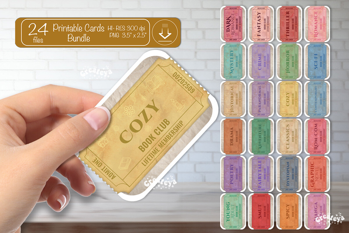Printable Book Club Cards Bundle Vintage