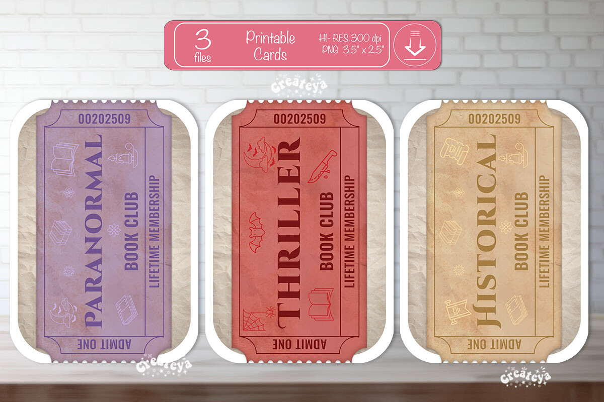 Printable Book Club Cards Reading Genre