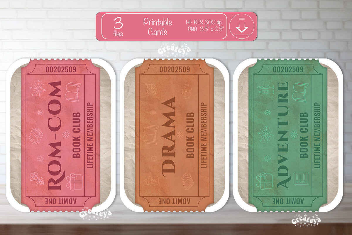 Printable Book Club Cards Reading Genre