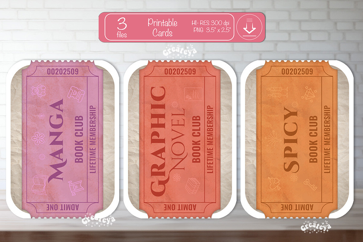 Printable Book Club Cards Reading Genre