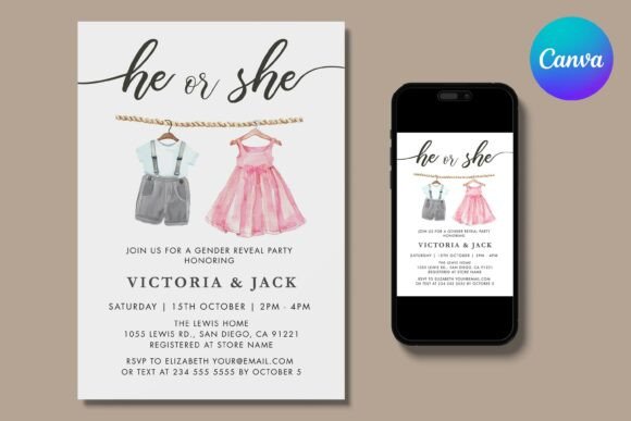 Baby Clothes Gender Reveal Invite