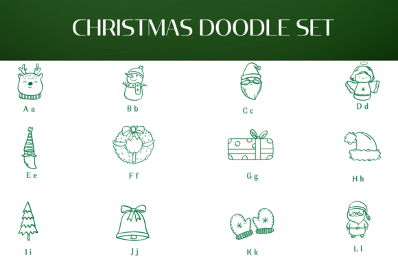 Christmas Doodle Set Font - Preview 1