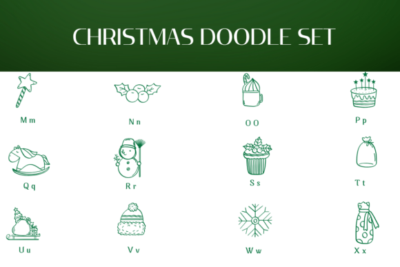Christmas Doodle Set Font - Preview 2