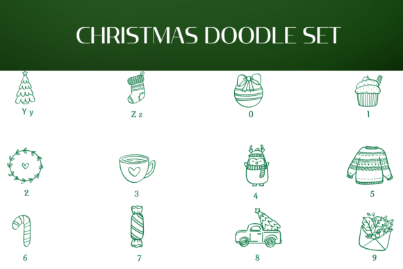 Christmas Doodle Set Font - Preview 3