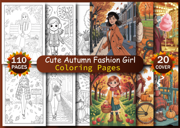 Cute Autumn Fashion Girl Coloring Pages