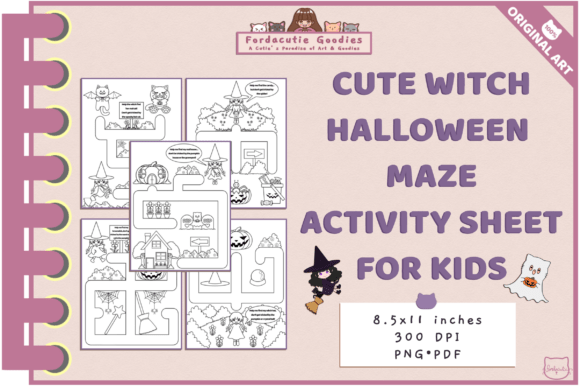 Cute Witch Halloween Maze Pack for Kids