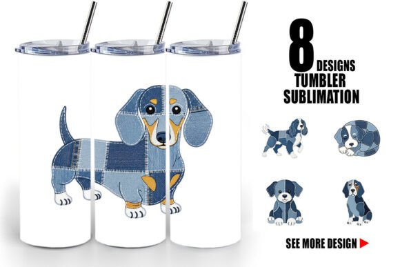 denim dog patchwork tumbler wrap 20oz skinny sublimation trendy design dog mom