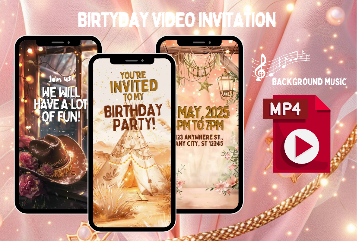 Editable Cowgirl Birthday Video