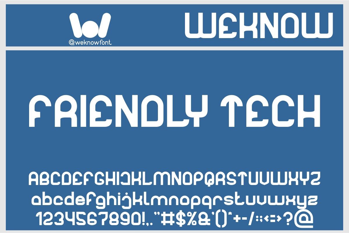 Friendly Tech preview, rounded retro-futuristic sans-serif