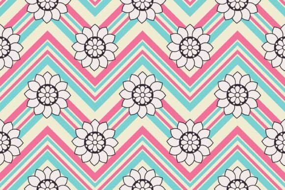 Groovy Boho Floral Chevron Pattern
