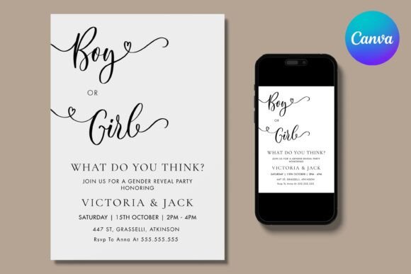 Minimalist Gender Reveal Invitation