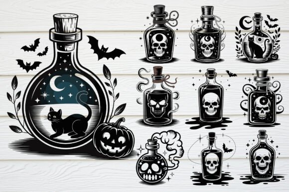 Potion Bottle SVG Bundle, Spooky SVG