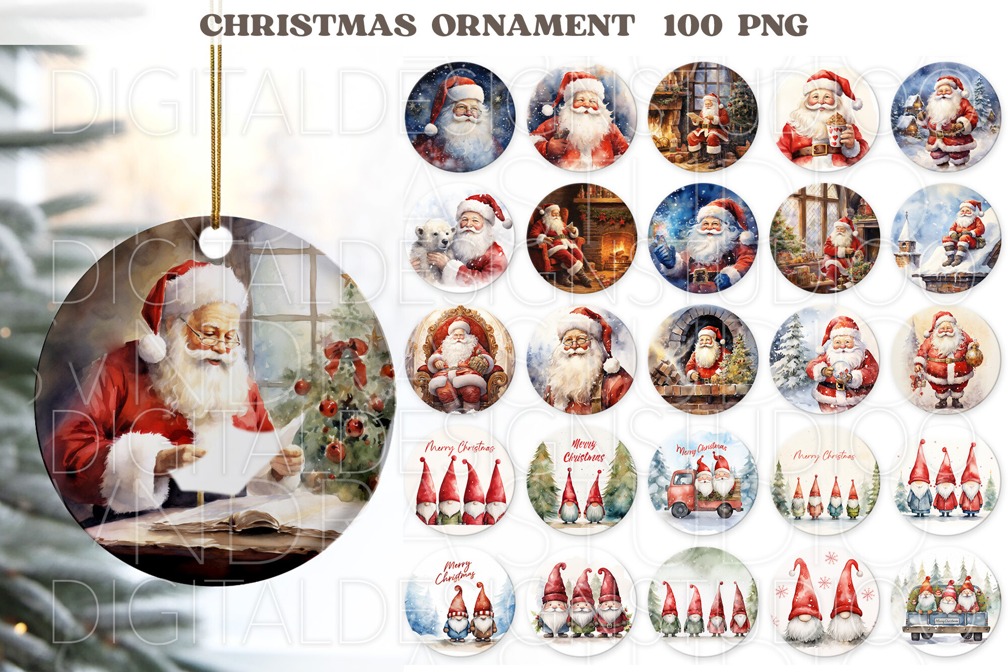 3D Christmas Ornaments Sublimation,Santa