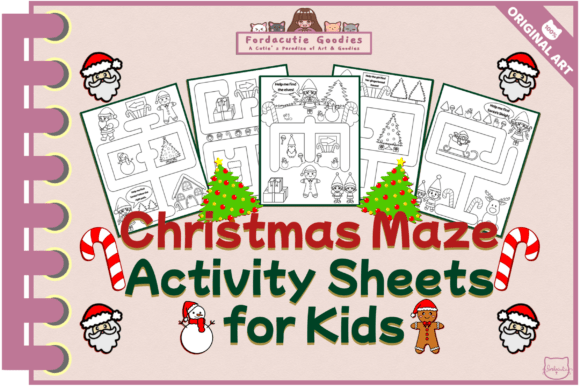 Christmas Maze Activity Sheets for Kids Graphic by Fordacutie Goodies ...