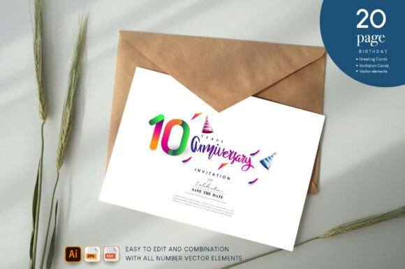 Colorful Anniversary Greeting Card.