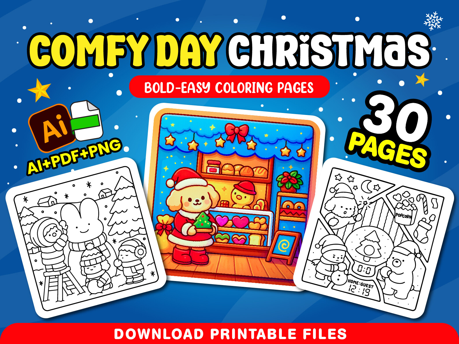 Comfy Day Christmas Adult Coloring Pages