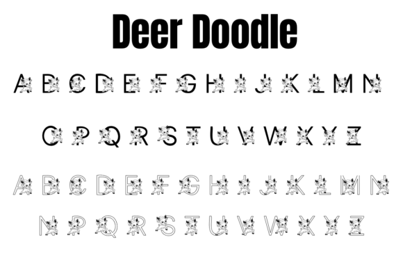 Deer Doodle Font PNG with transparent background - Preview 1