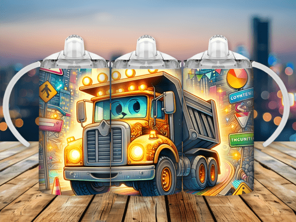 Dump Truck Sunset Sippy Cup Kids Tumbler