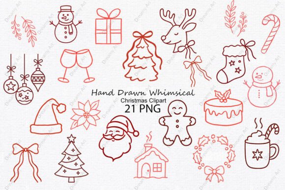 Hand Drawn Whimsical Christmas Clipart