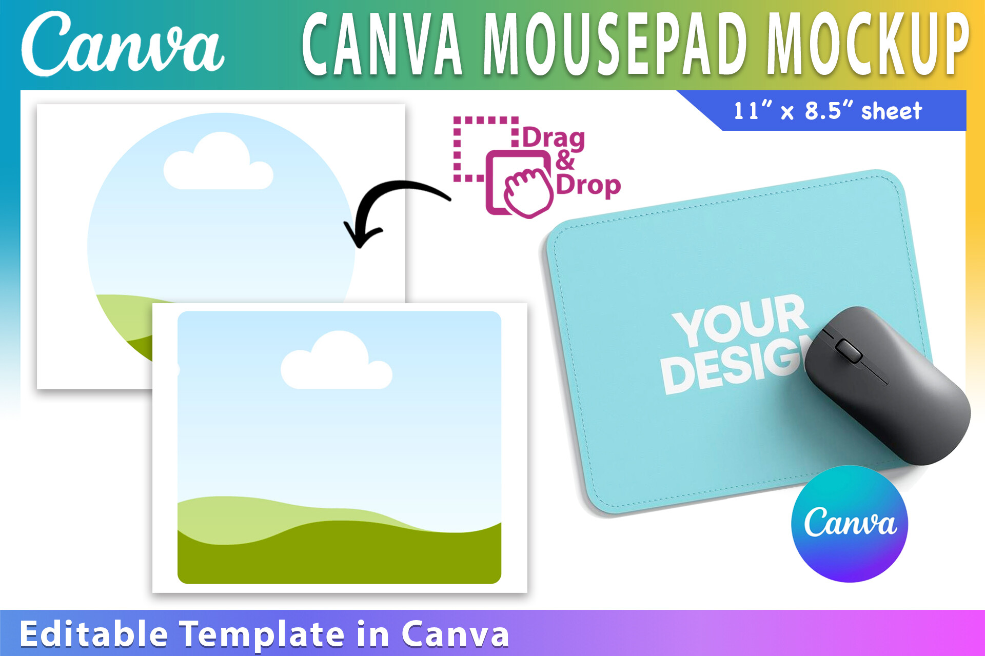 Mouse Pad Bundle Canva Template