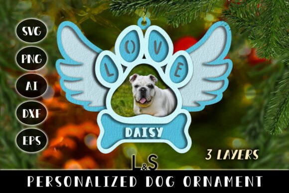 personalized dog memorial photo ornament laser cutting svg file for glowforge birch acrylic