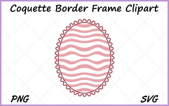 Scallop Border Oval Frame Vector SVG PNG Graphic Illustrations By Gfx_Expert_Team
