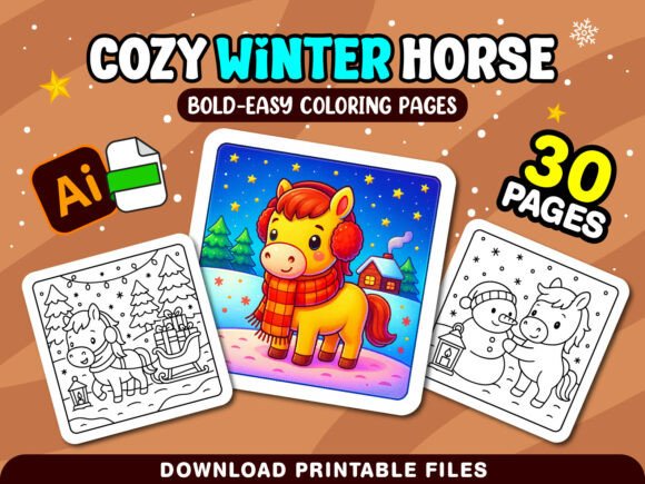Winter Horse Coloring Pages for Adults