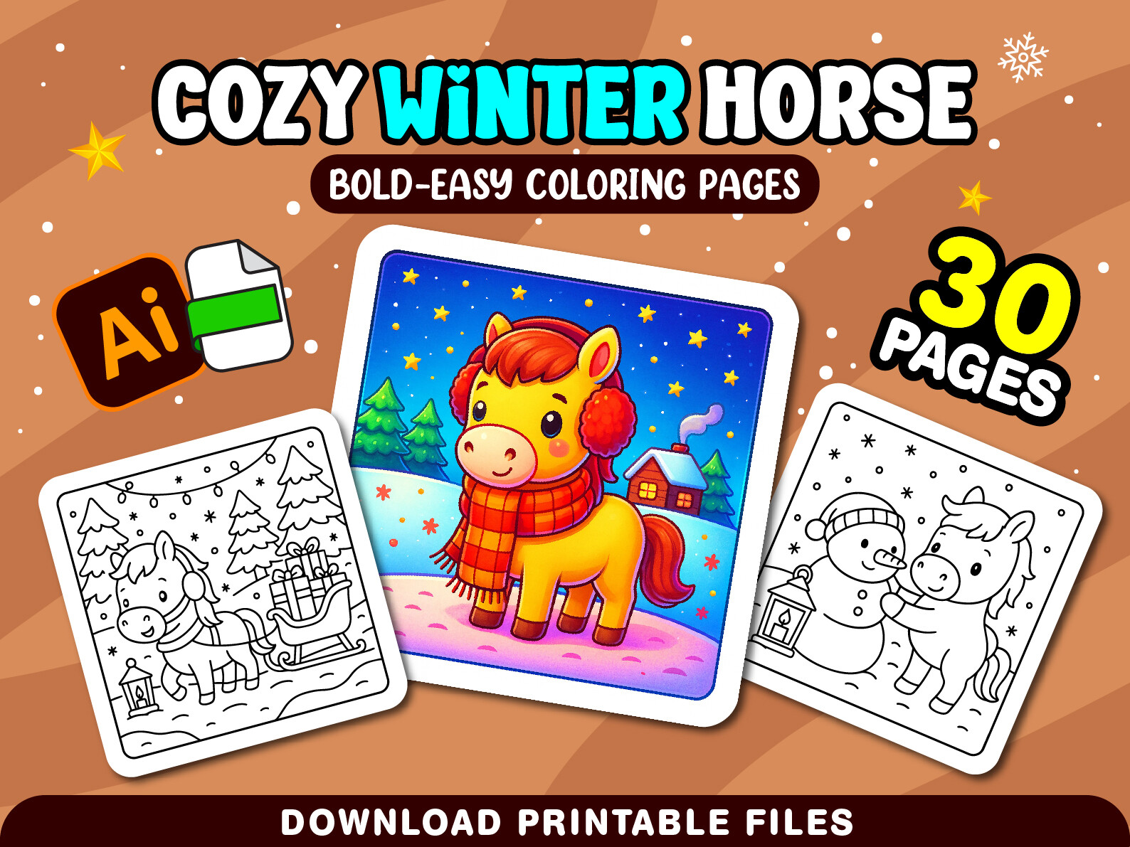 Winter Horse Coloring Pages for Adults