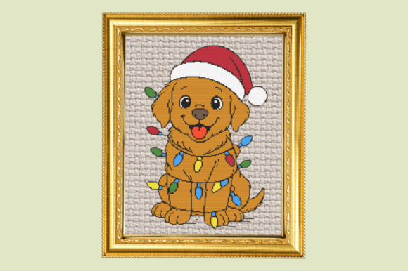 Christmas Puppy with Santa Hat & Lights