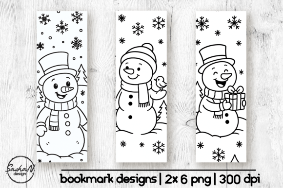 Cute Snowman Coloring Bookmarks