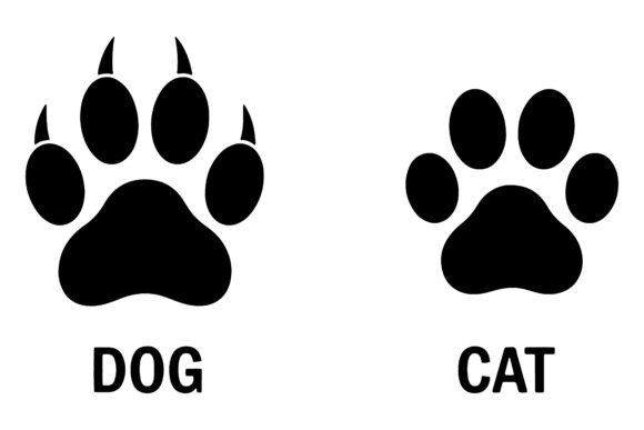 Dog and Cat Paw Print Silhouette