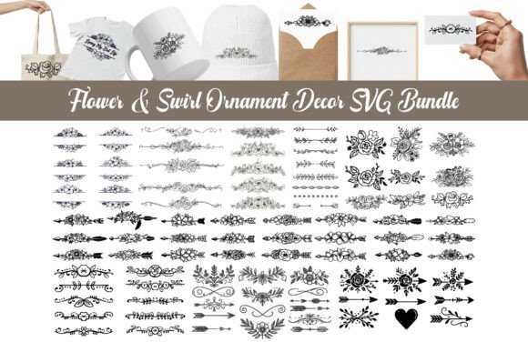 Flower & Swirl Ornament Decor SVG Bundle